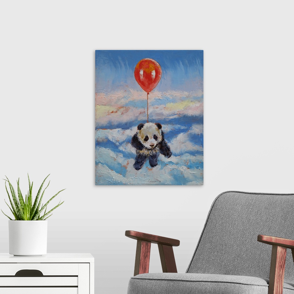 A modern room featuring Decorative wall art for a childos room or nursery this is a Giclee print of an oil painting. The ...