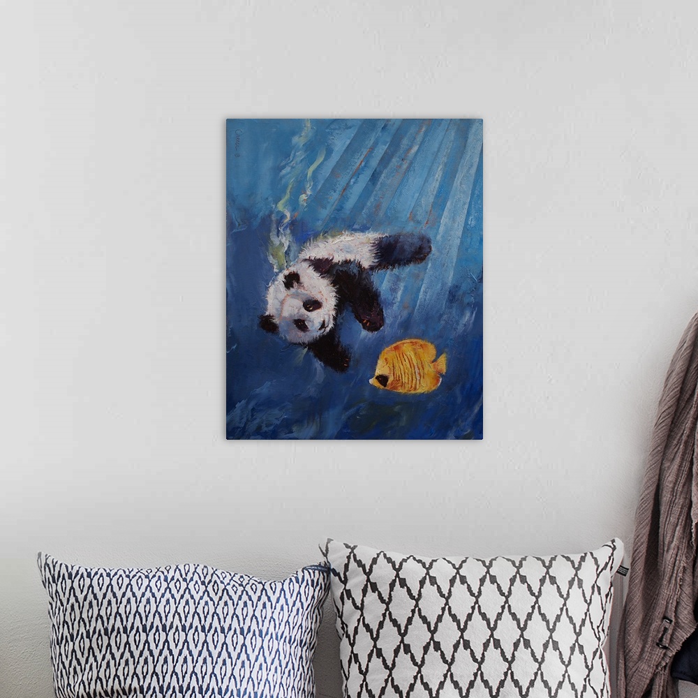A bohemian room featuring Panda Diver - Children's Art