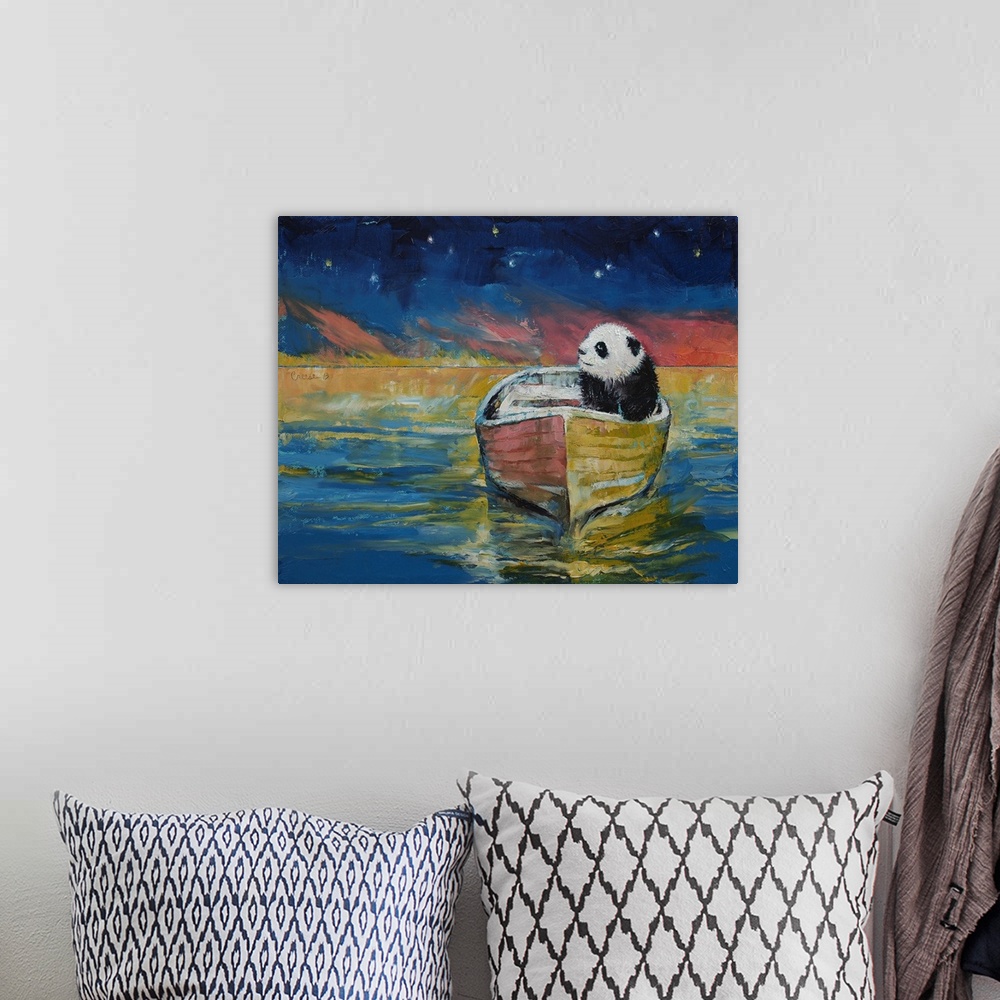 A bohemian room featuring Panda Stargazer - Children's Art