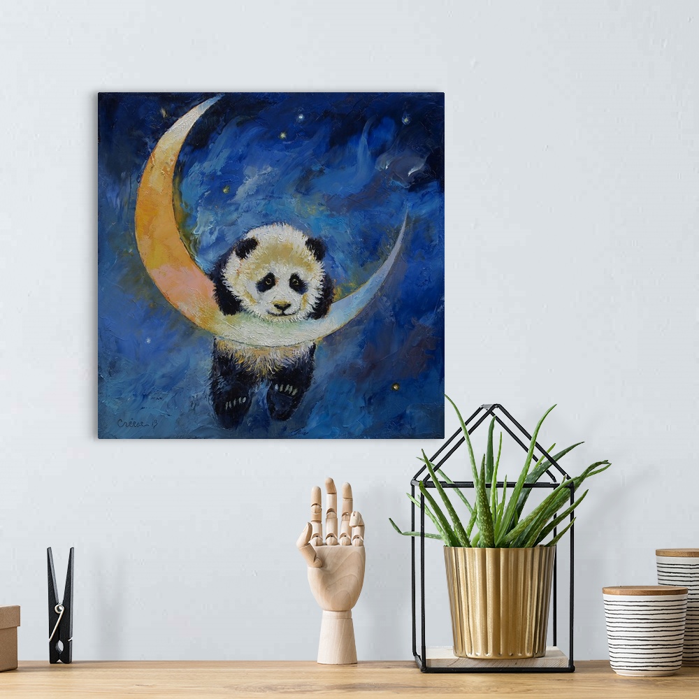 A bohemian room featuring Panda Stars - Children's Art