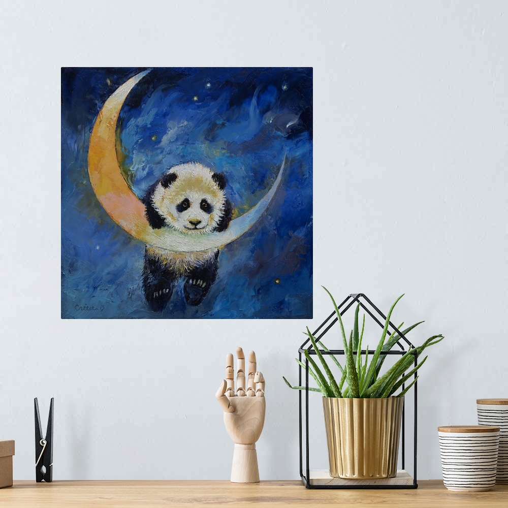 A bohemian room featuring Panda Stars - Children's Art