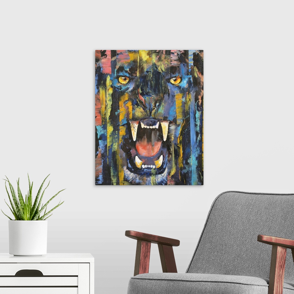 A modern room featuring Panther
