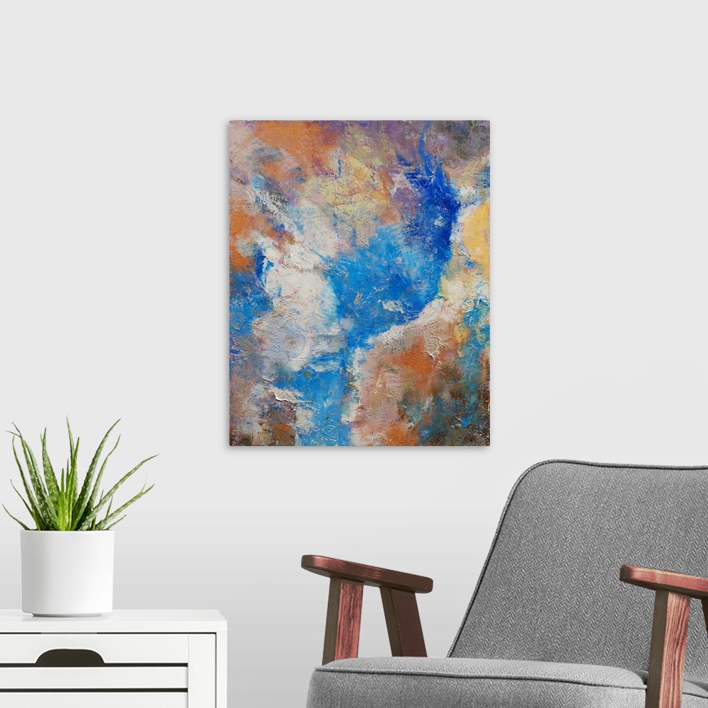 A modern room featuring Parting Clouds - Abstract