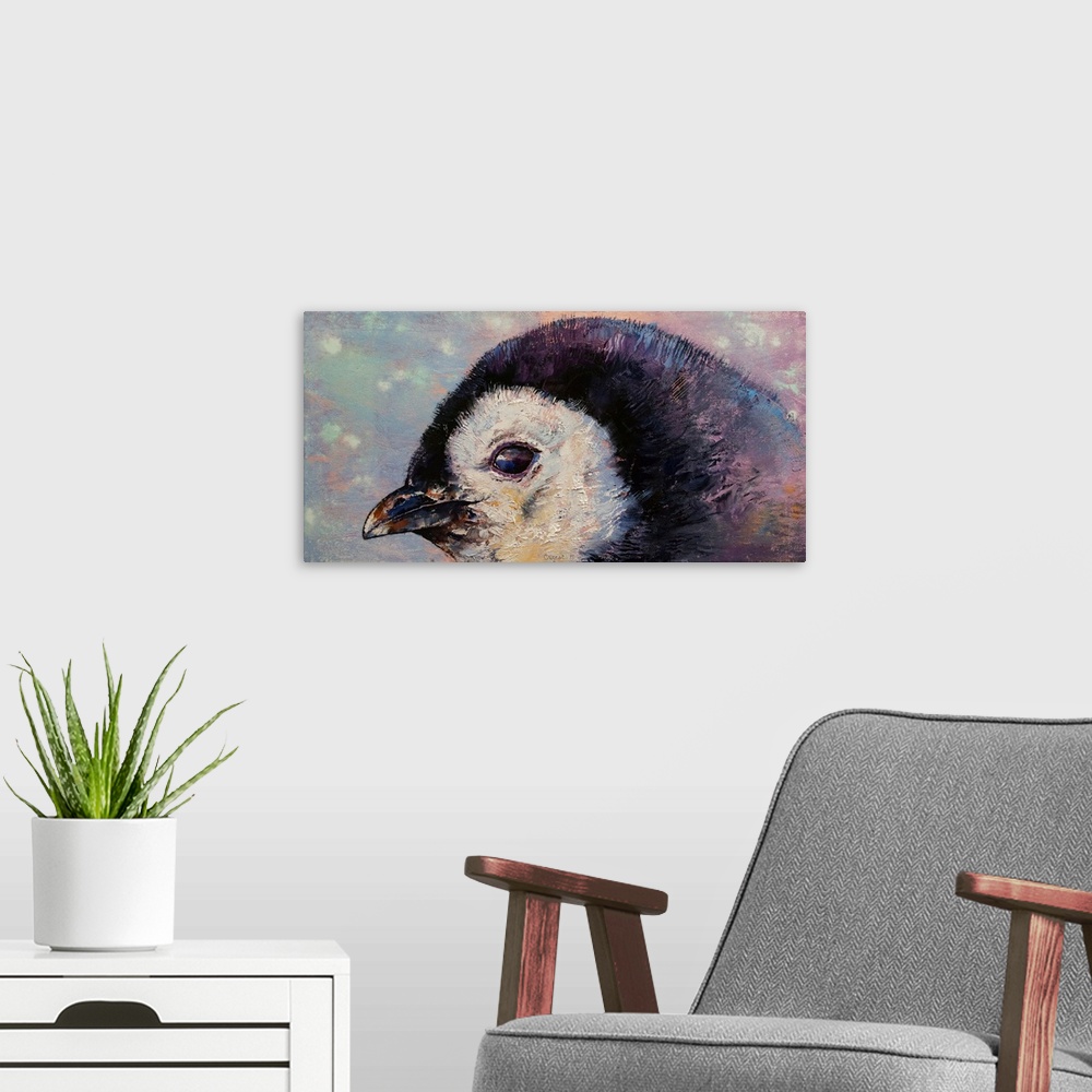 A modern room featuring Penguin Chick