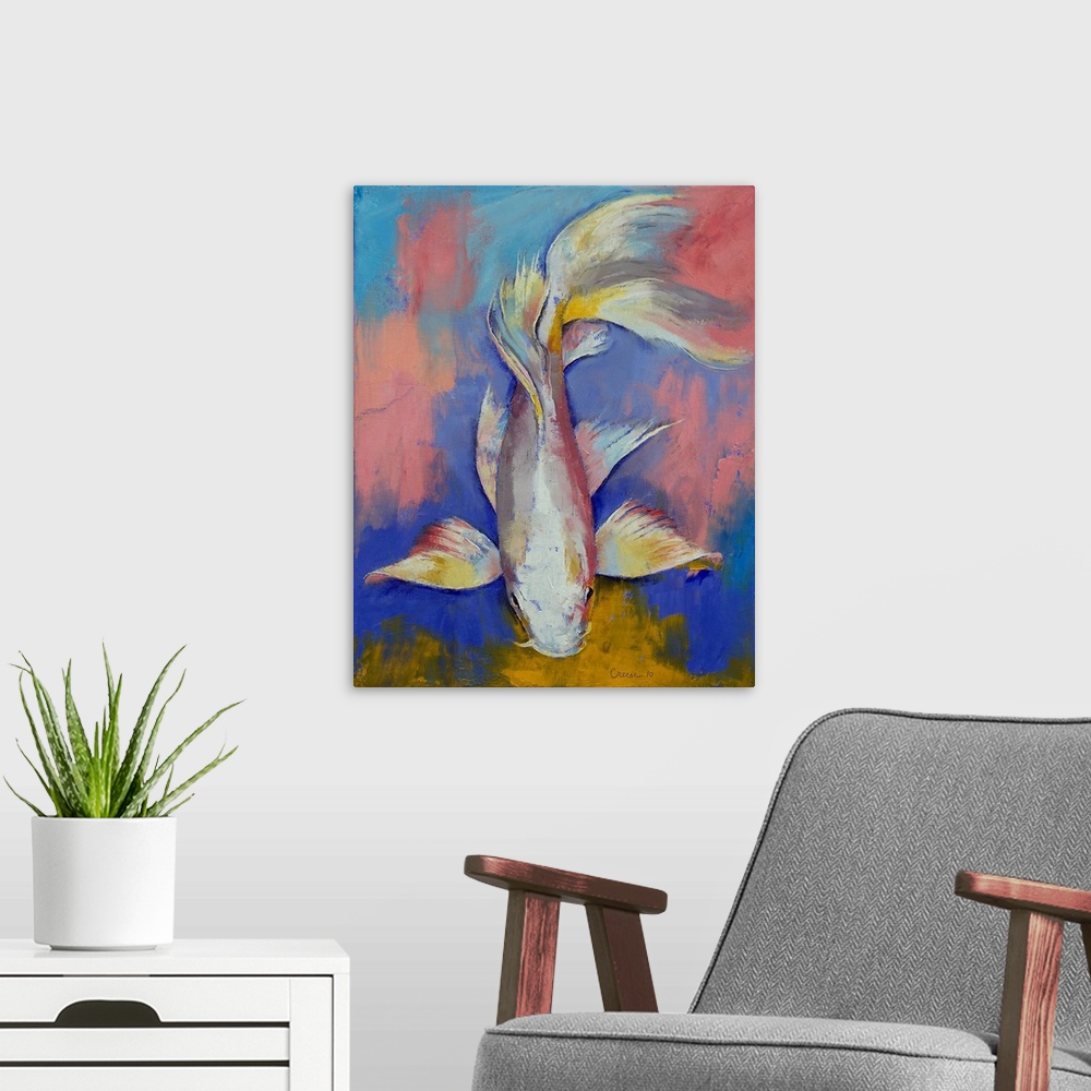 A modern room featuring Original oil on canvas painting by American artist Michael Creese.