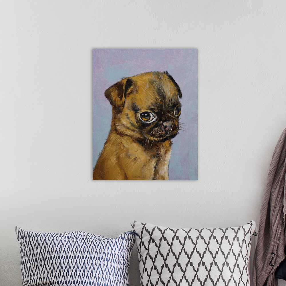 A bohemian room featuring Pug Puppy