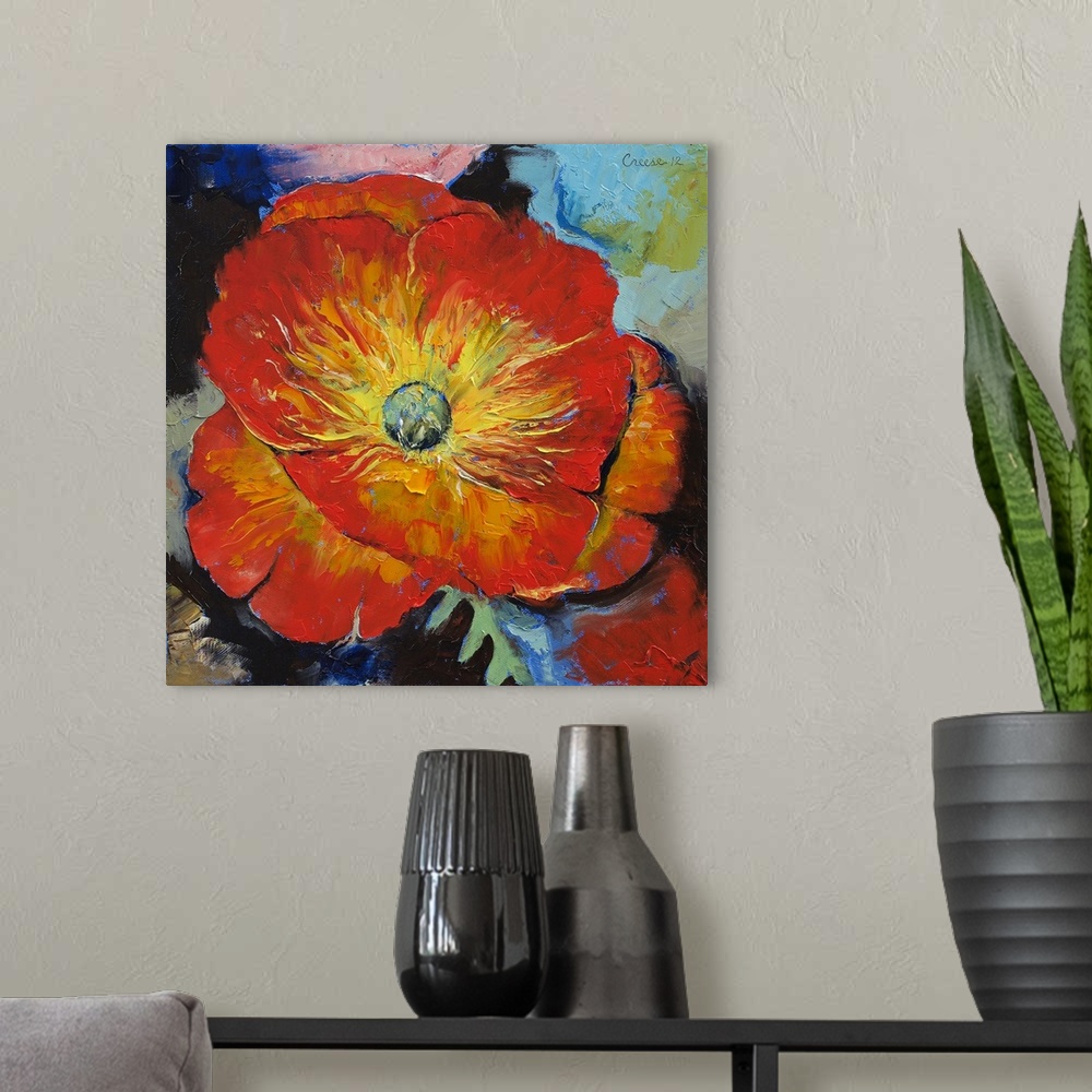 A modern room featuring Red Poppy