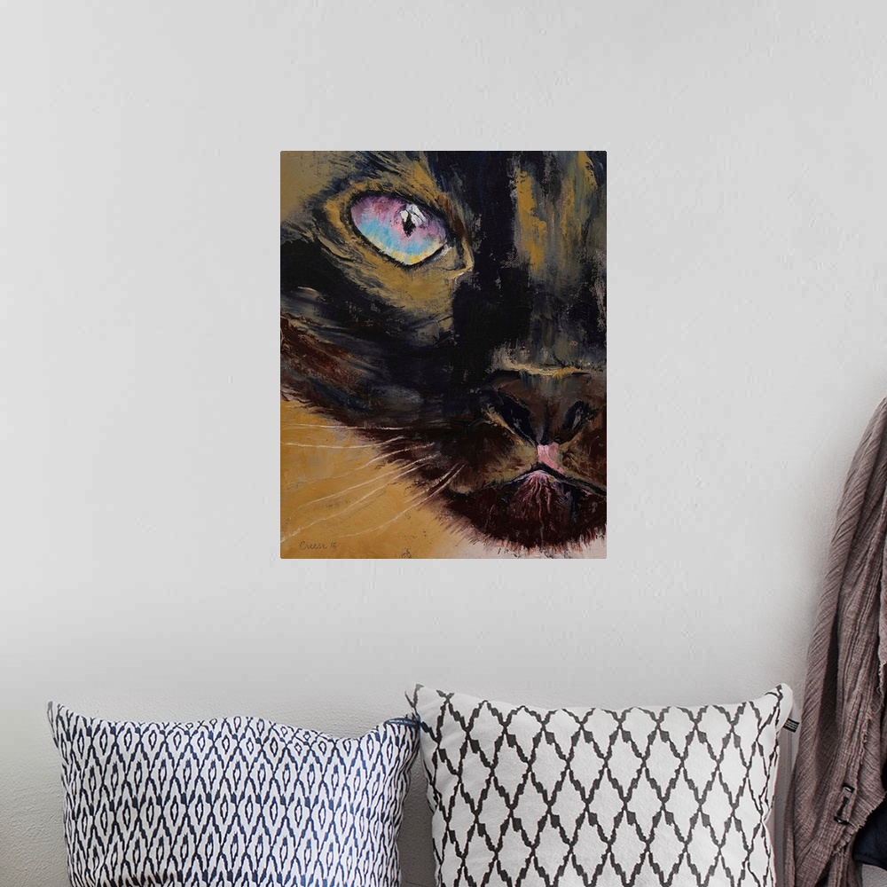 A bohemian room featuring Siamese - Cat Portrait