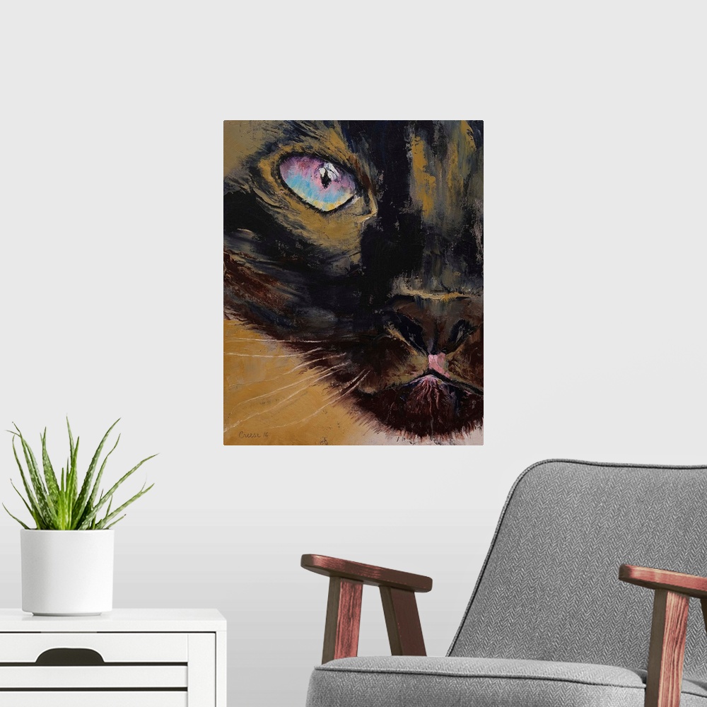 A modern room featuring Siamese - Cat Portrait