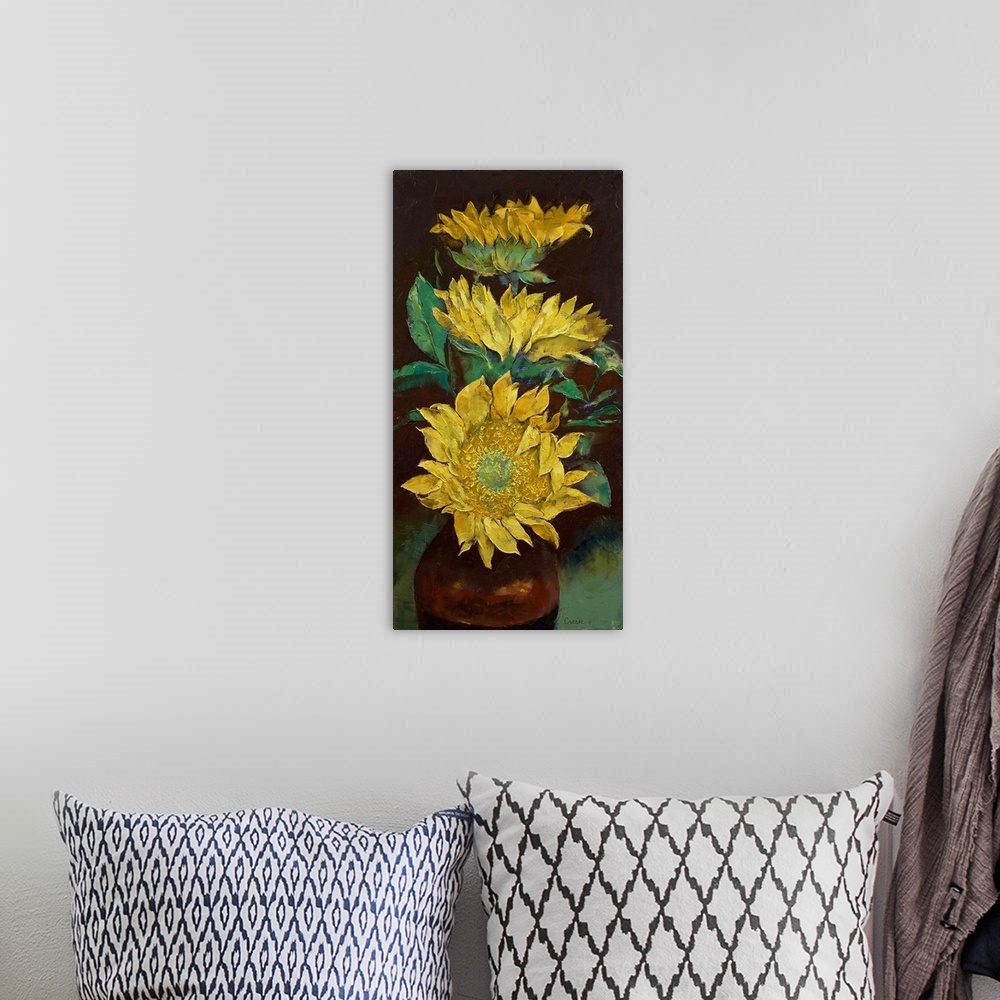 A bohemian room featuring Sunflowers Painting