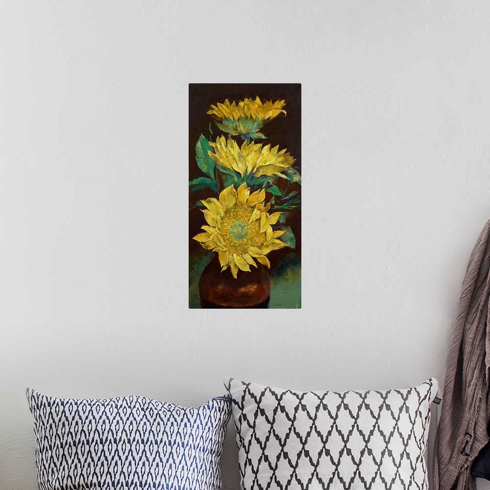 A bohemian room featuring Sunflowers Painting
