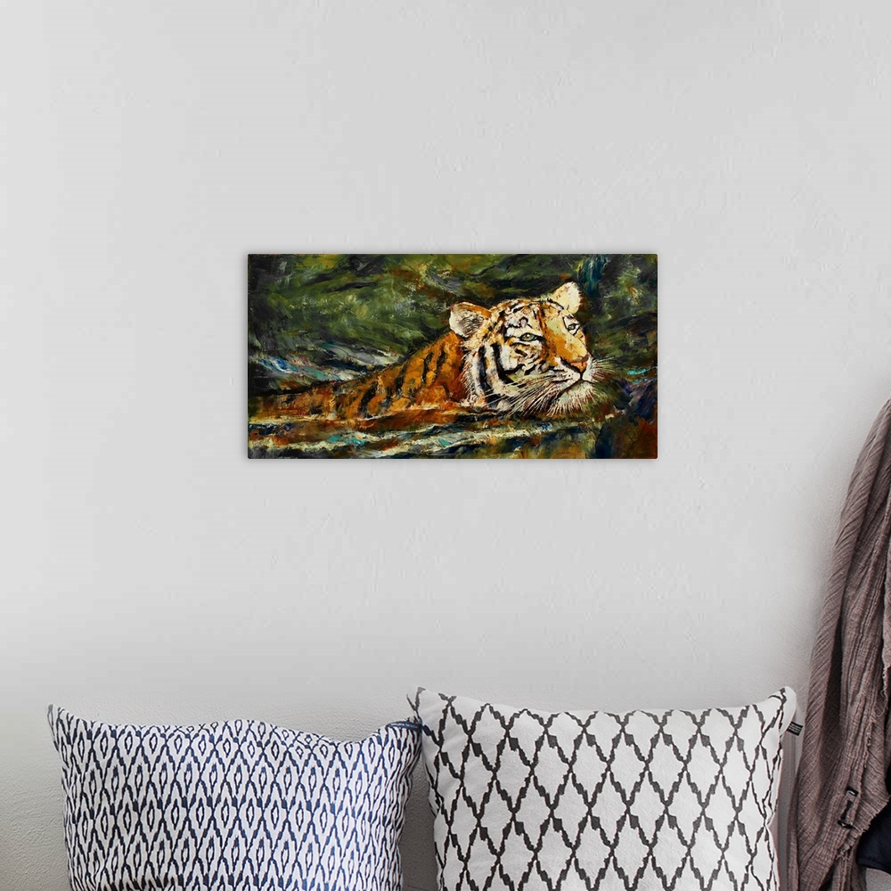 A bohemian room featuring Swimming Tiger