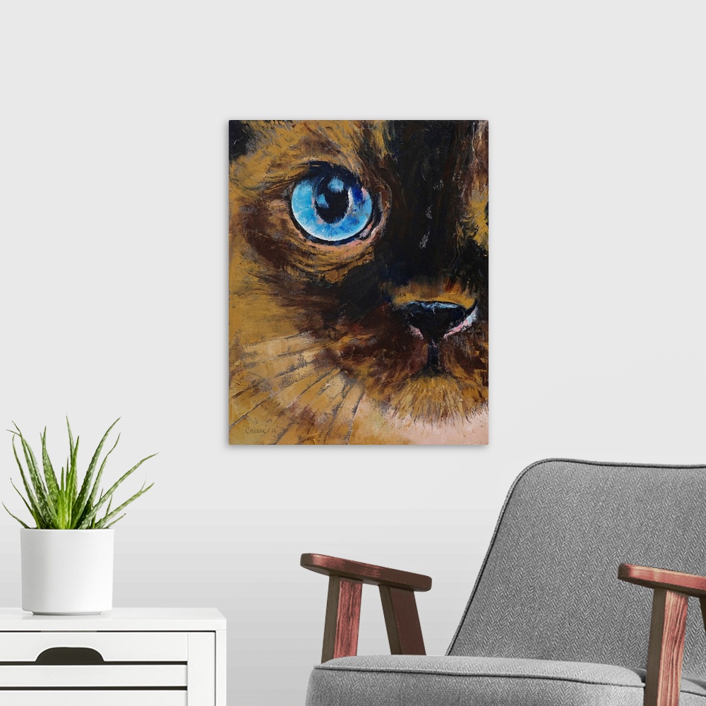 A modern room featuring Tonkinese - Cat Portrait