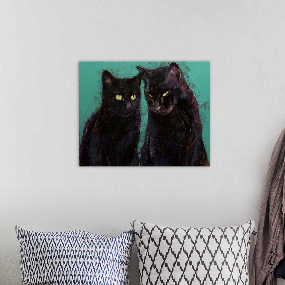 A bohemian room featuring Two Black Cats