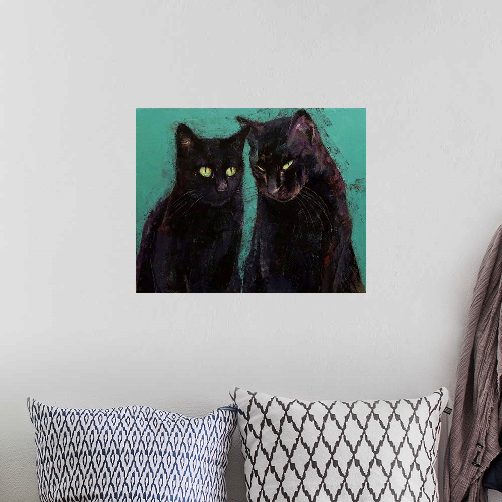 A bohemian room featuring Two Black Cats