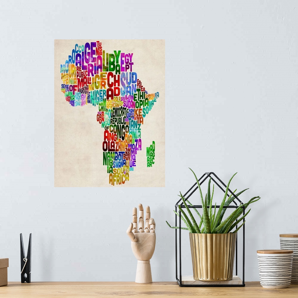 A bohemian room featuring African Countries Text Map, Multicolor
