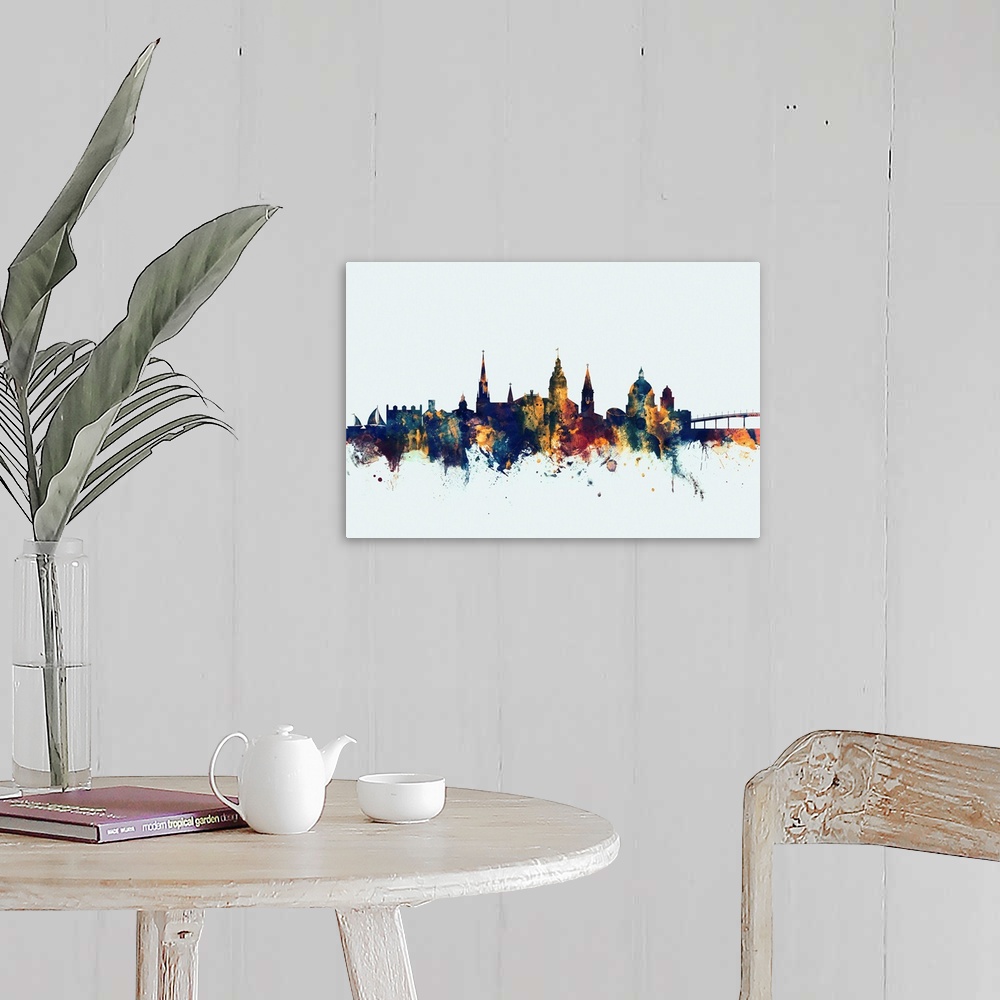 A farmhouse room featuring Watercolor art print of the skyline of Annapolis, Maryland, United States