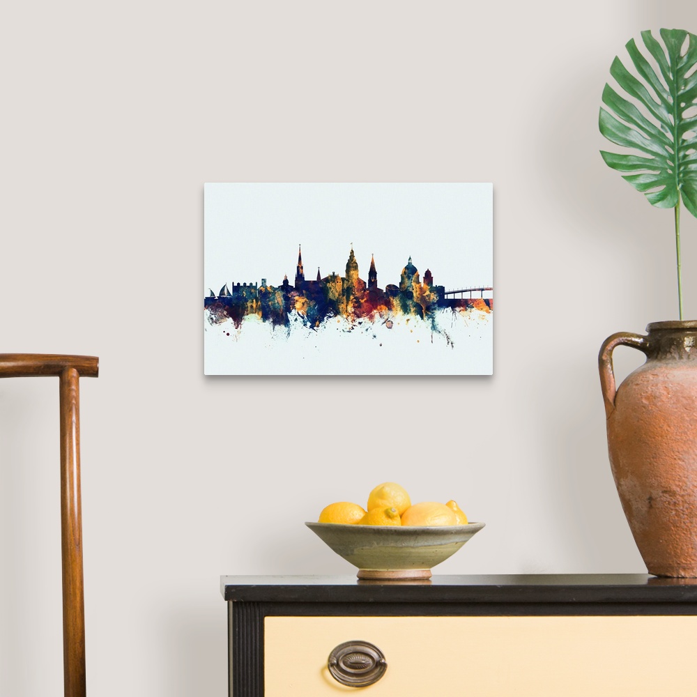 A traditional room featuring Watercolor art print of the skyline of Annapolis, Maryland, United States