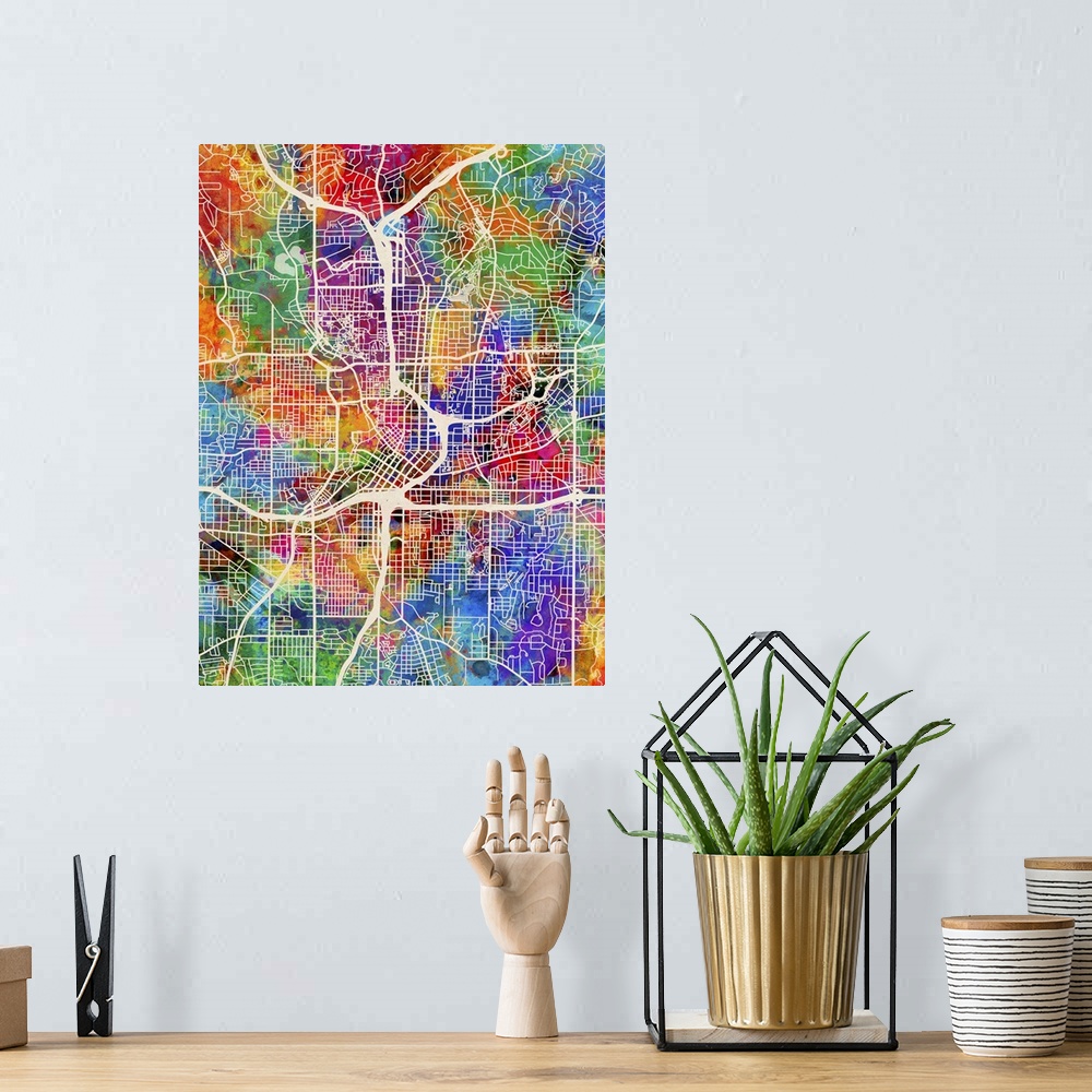 A bohemian room featuring Contemporary colorful city street map of Atlanta.