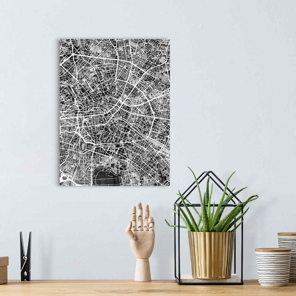 A bohemian room featuring Watercolor street map of Berlin, Germany