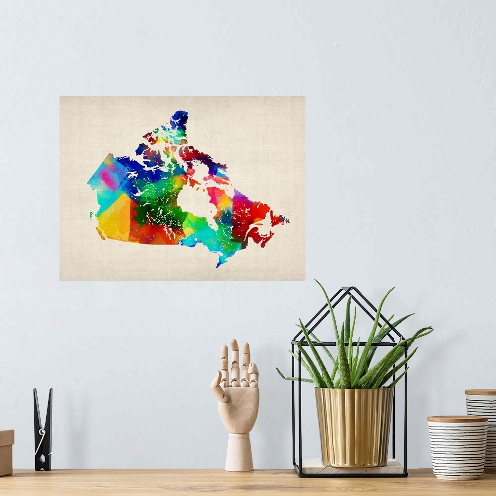 A bohemian room featuring Canada Rolled Paint Map