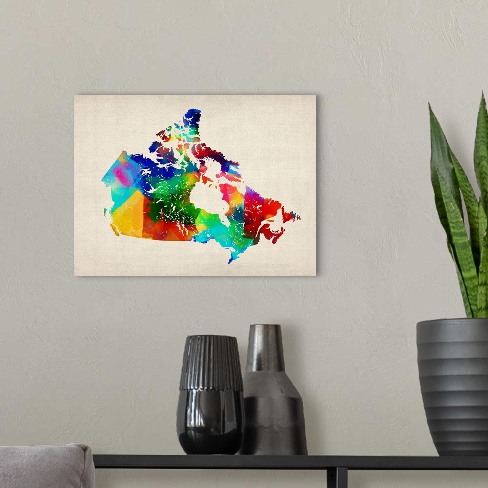 A modern room featuring Canada Rolled Paint Map