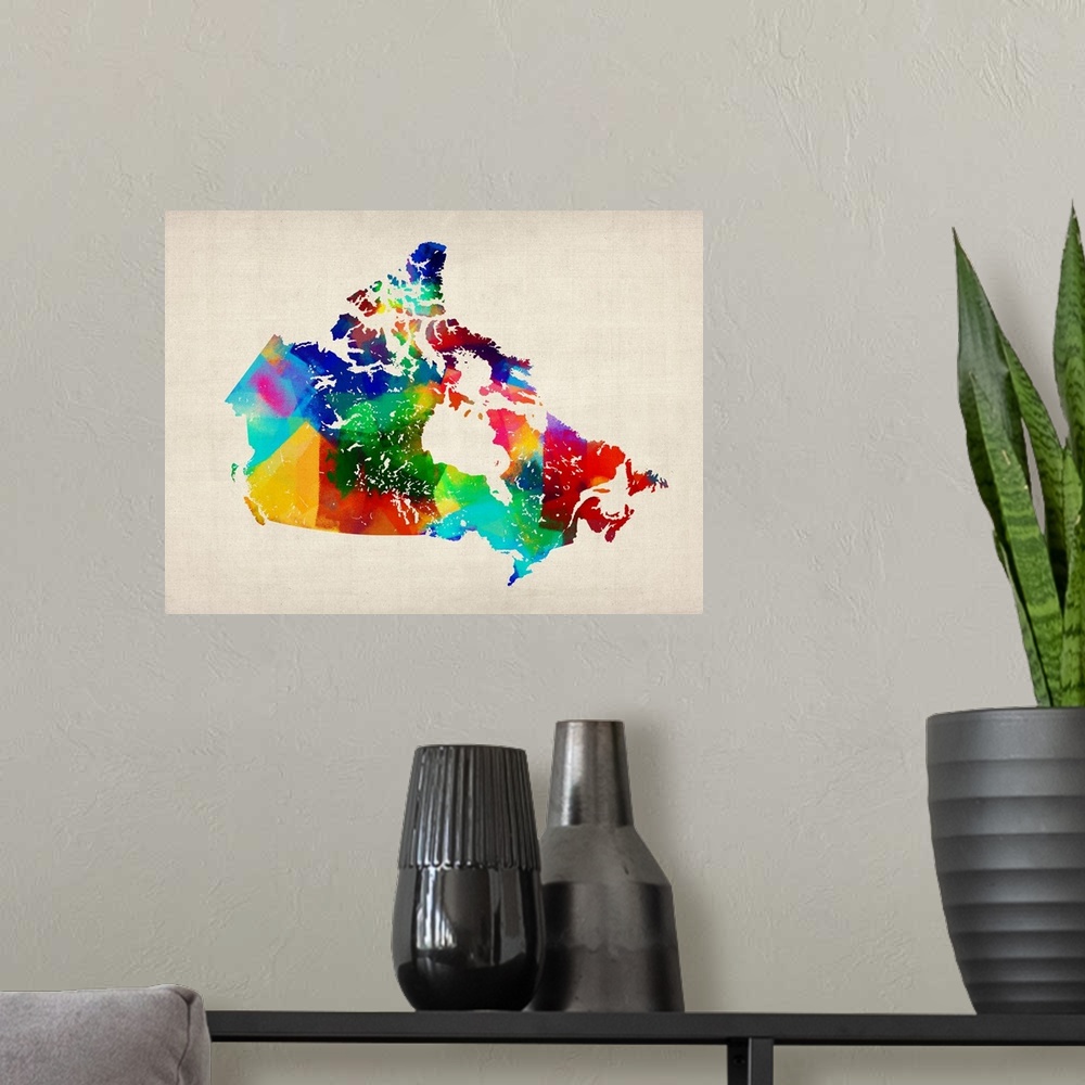 A modern room featuring Canada Rolled Paint Map