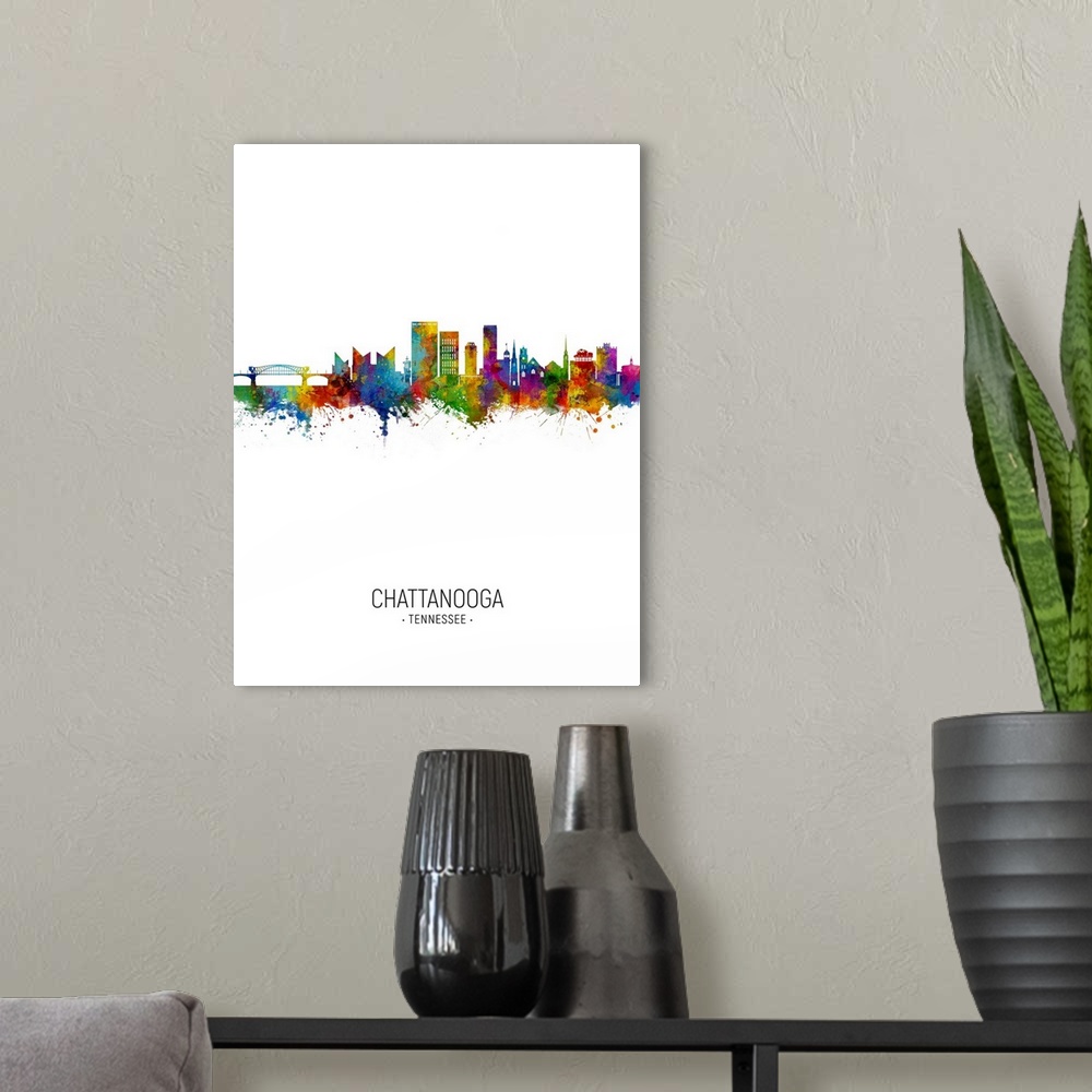 A modern room featuring Chattanooga Tennessee Skyline