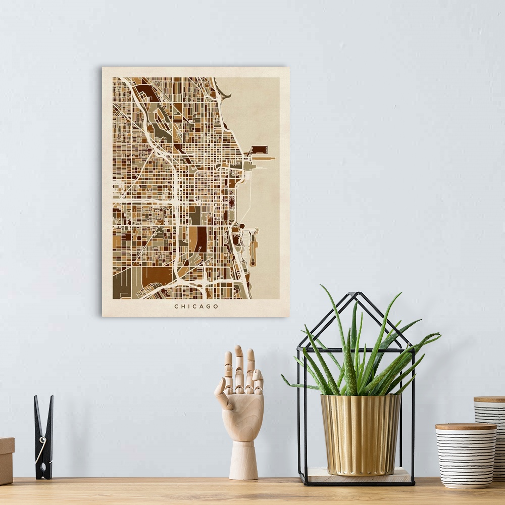 A bohemian room featuring Chicago City Street Map