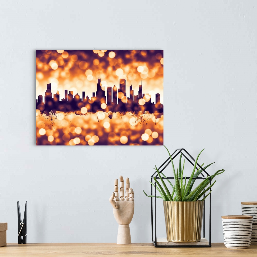 A bohemian room featuring The skyline of Chicago, Illinois, United States.