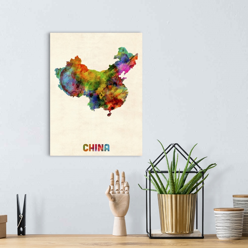 A bohemian room featuring China Watercolor Map