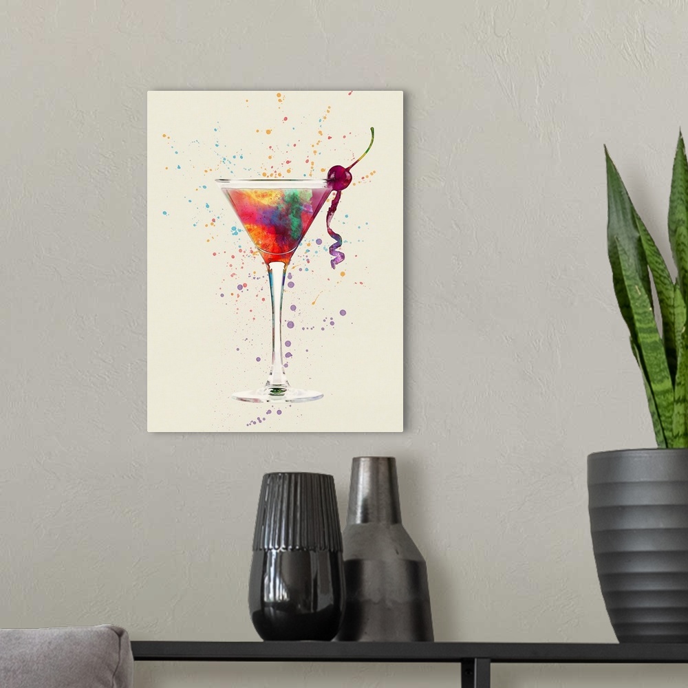 A modern room featuring Cocktail glass watercolor