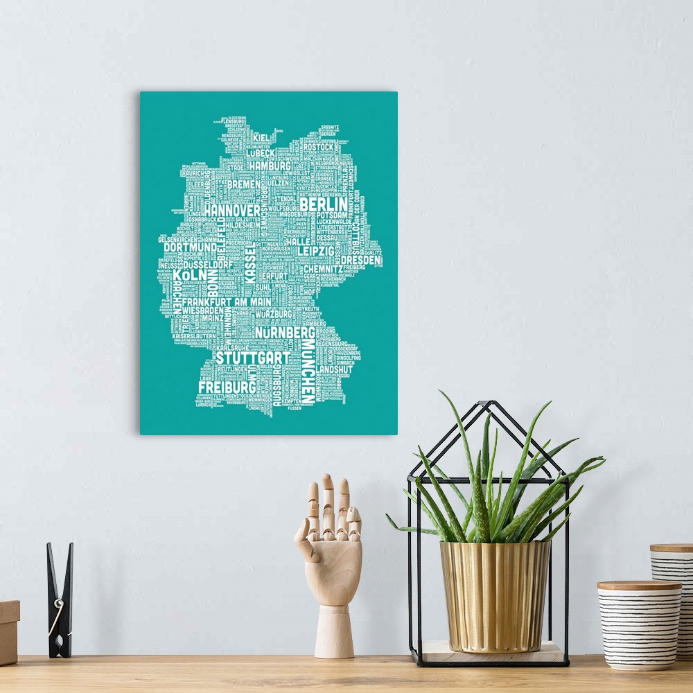 A bohemian room featuring German Cities Text Map, Turquoise