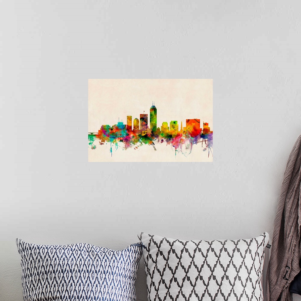 A bohemian room featuring Indianapolis Indiana Skyline