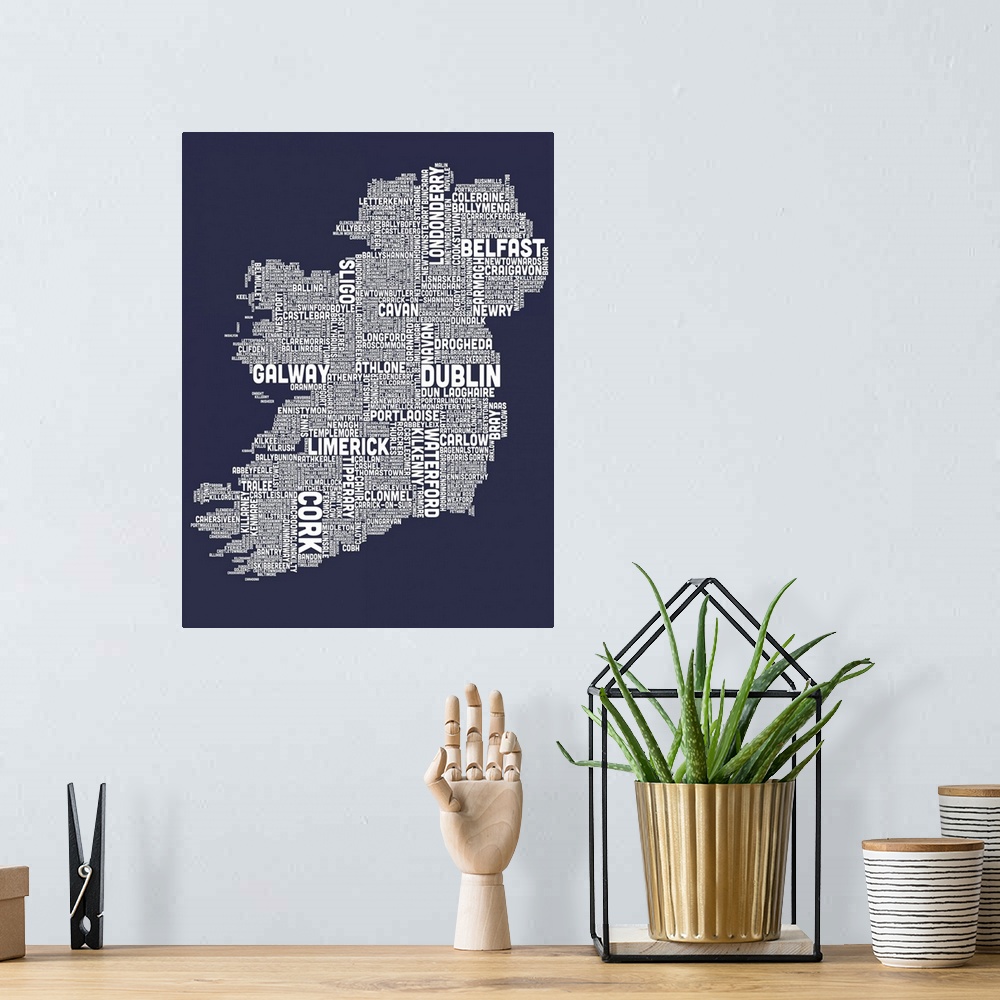 A bohemian room featuring Irish Cities Text Map, Slate