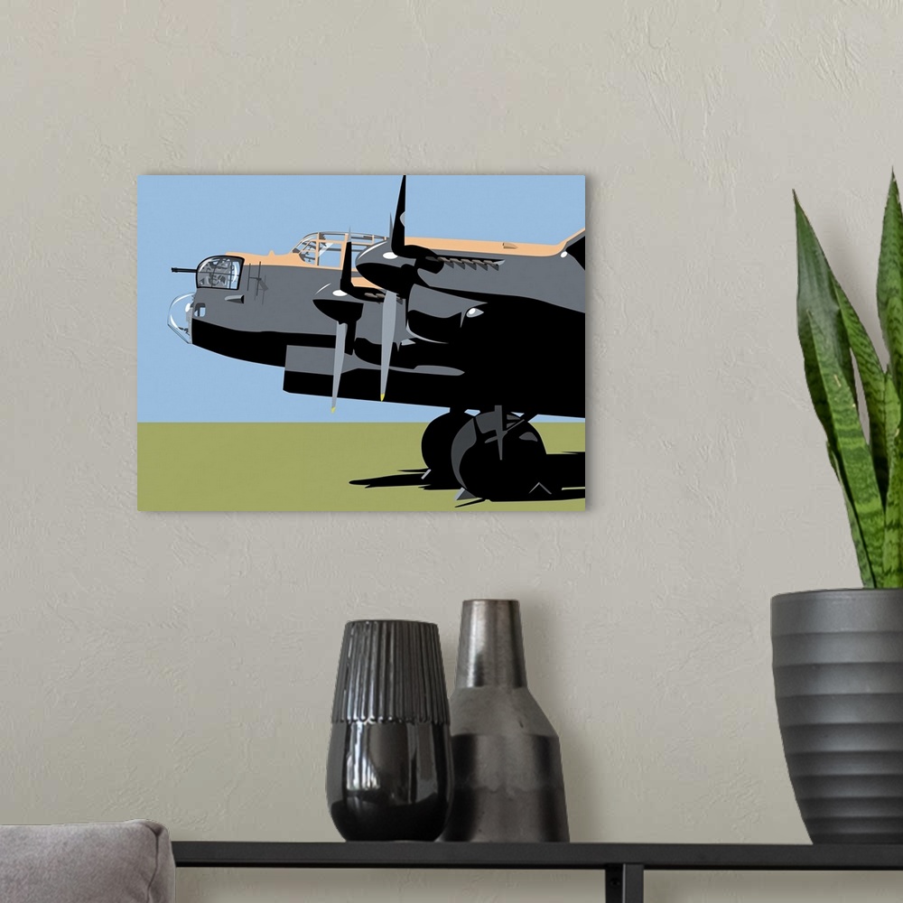 A modern room featuring Lancaster Bomber