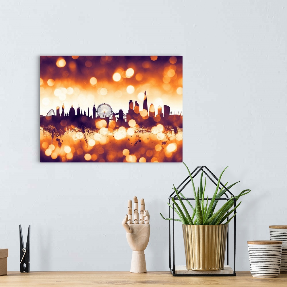 A bohemian room featuring Skyline of the City of London, England.