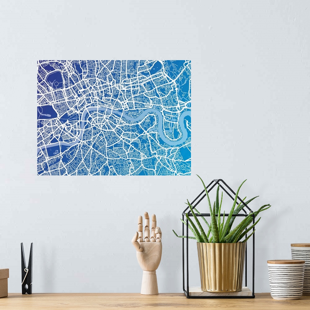 A bohemian room featuring London map blue