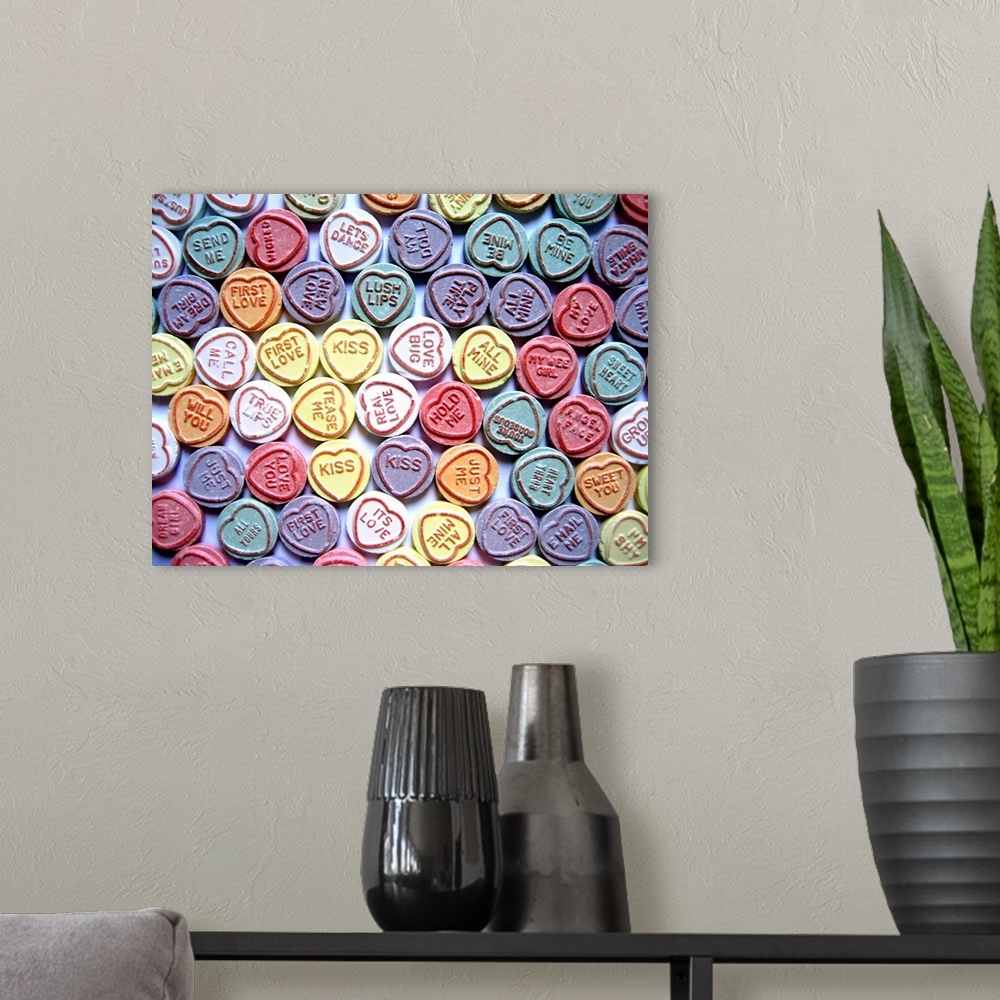 A modern room featuring Love Hearts Sweets Photograph.