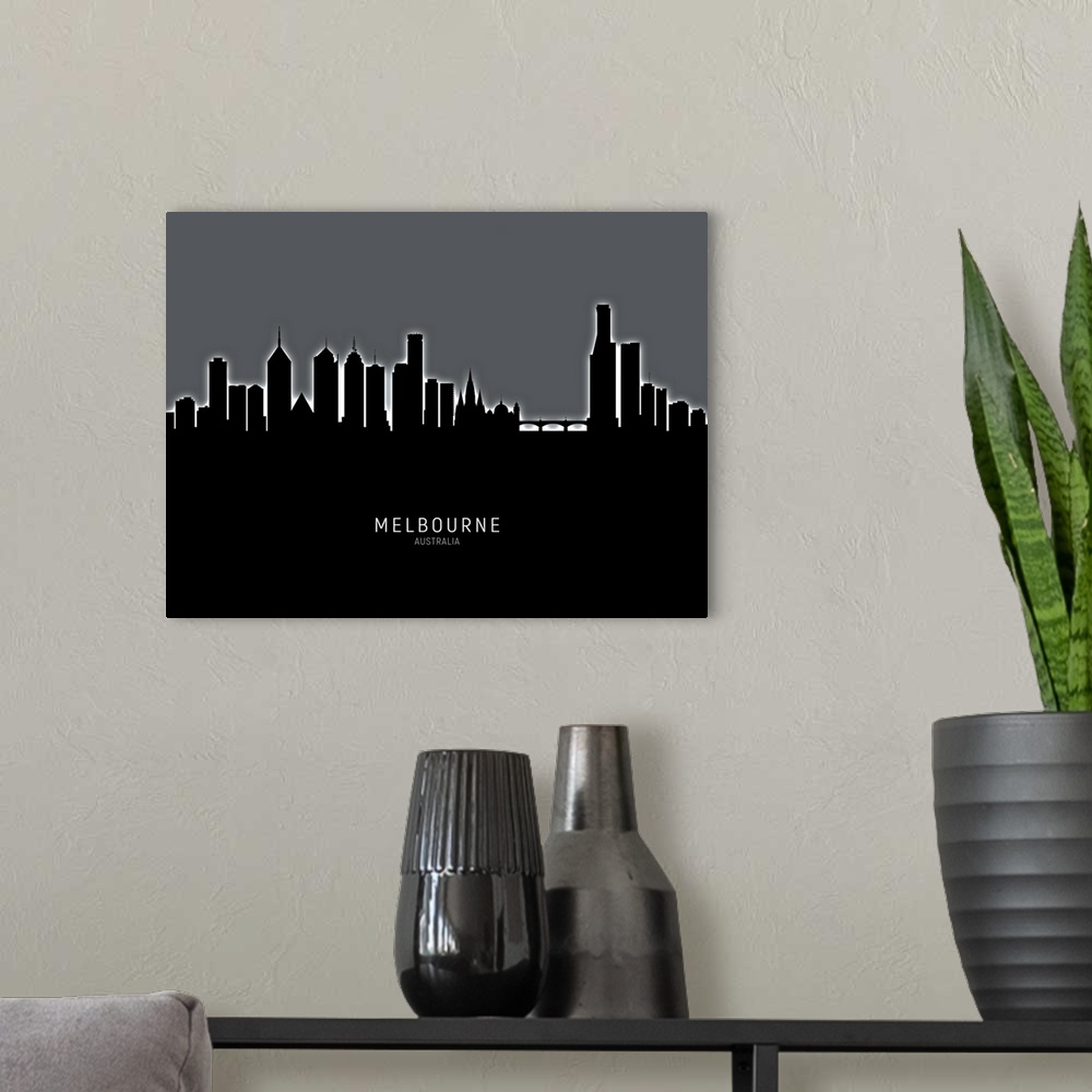 A modern room featuring Skyline of Melbourne, Australia.