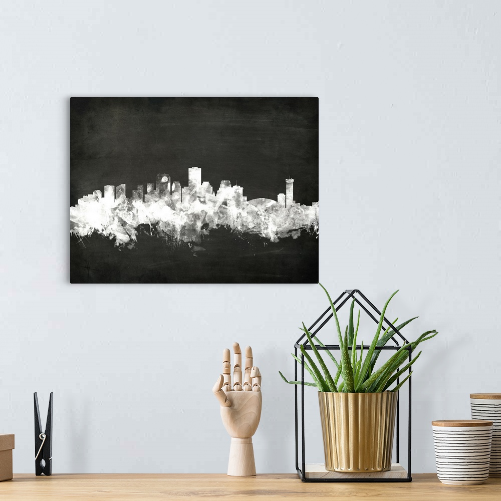 A bohemian room featuring Watercolor art print of the skyline of New Orleans, Louisiana, United States