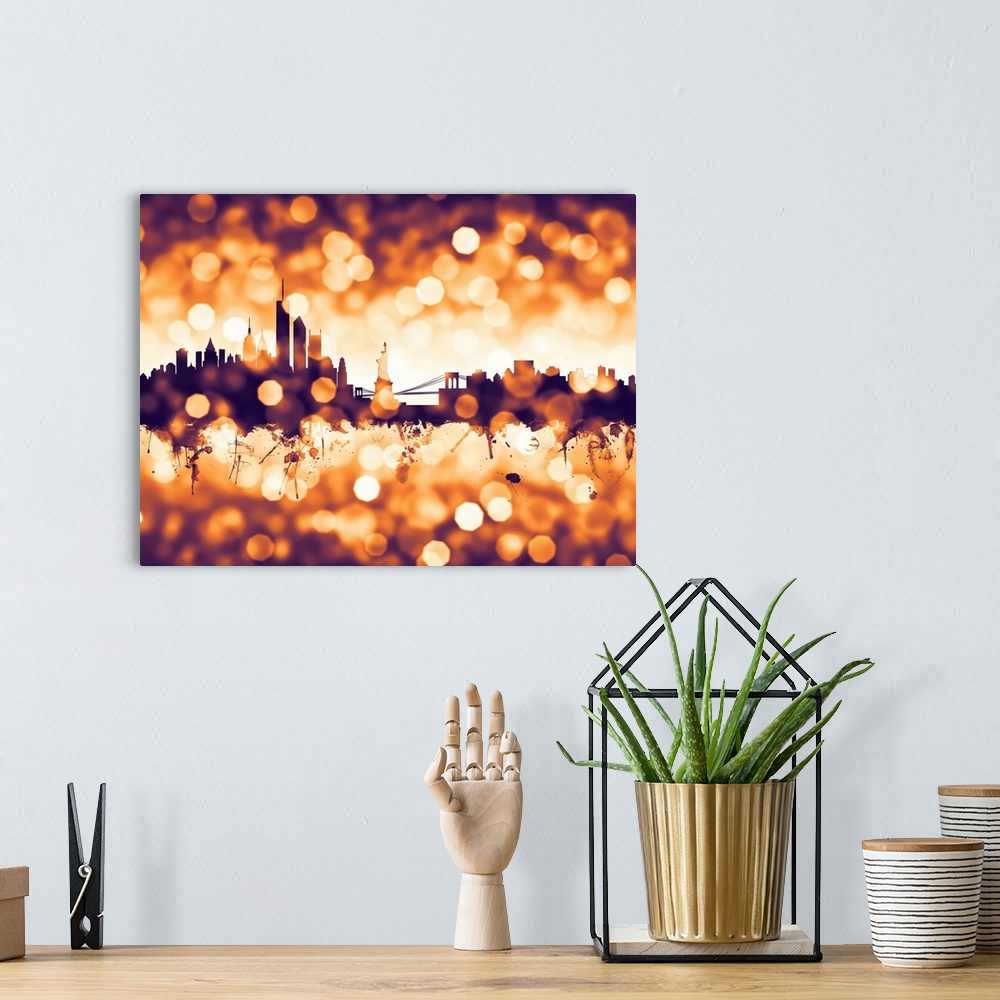 A bohemian room featuring The skyline of the City of New York, New York, United States.