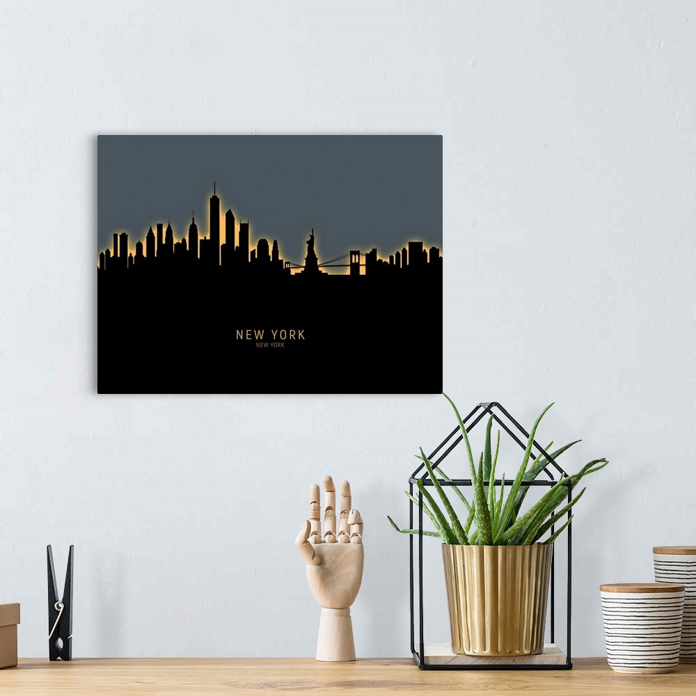 A bohemian room featuring Skyline of the City of New York, New York, United States.