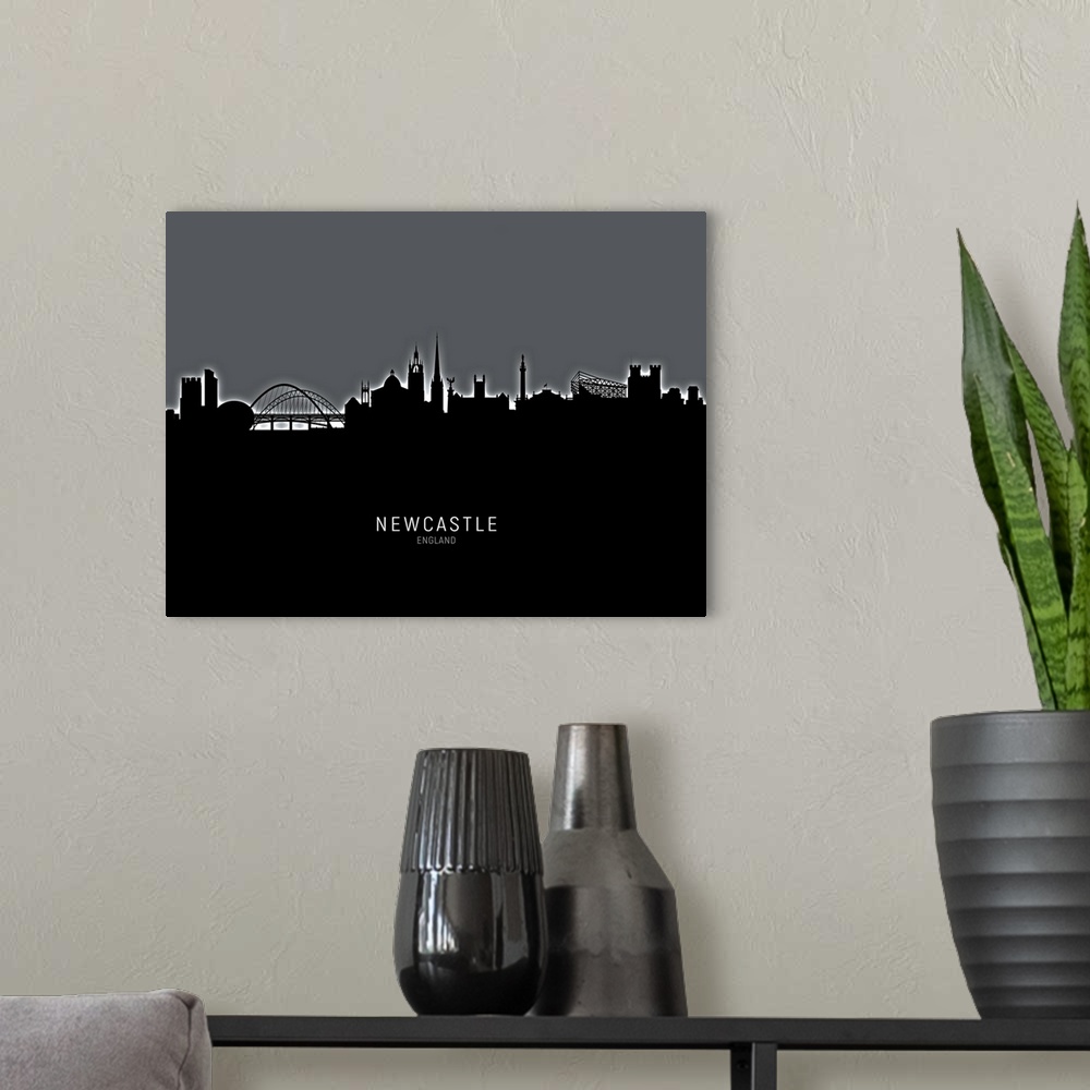 A modern room featuring Skyline of Newcastle, England, United Kingdom.