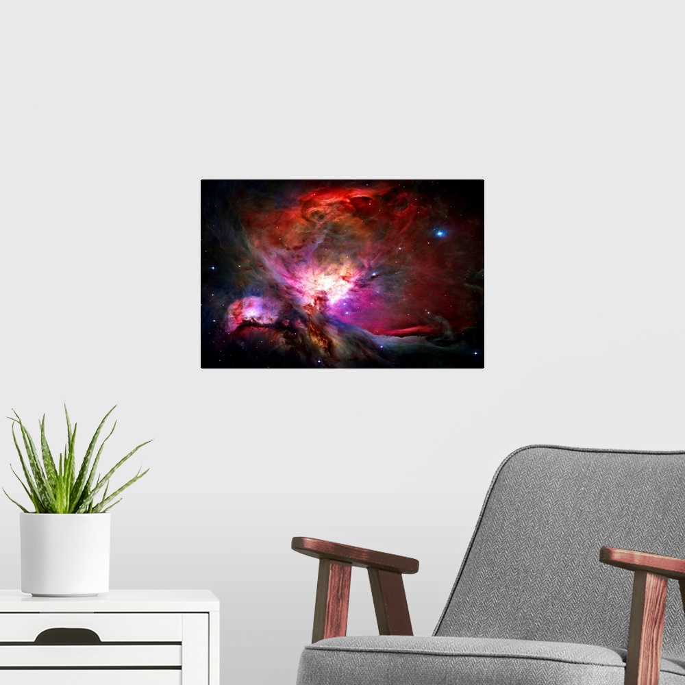 A modern room featuring Messier 42, M42, or NGC 1976 is a diffuse nebula situated south of Orion's Belt.  One of the brig...