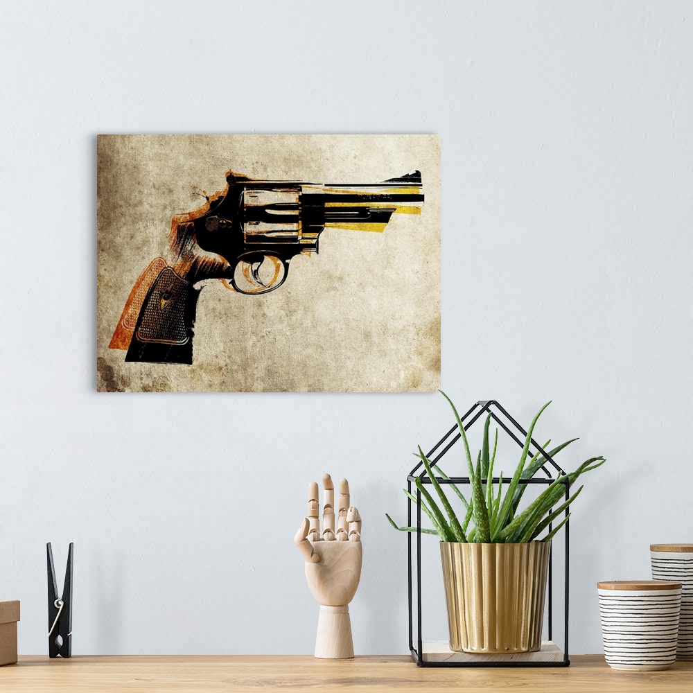 A bohemian room featuring Magnum .44 Revolver