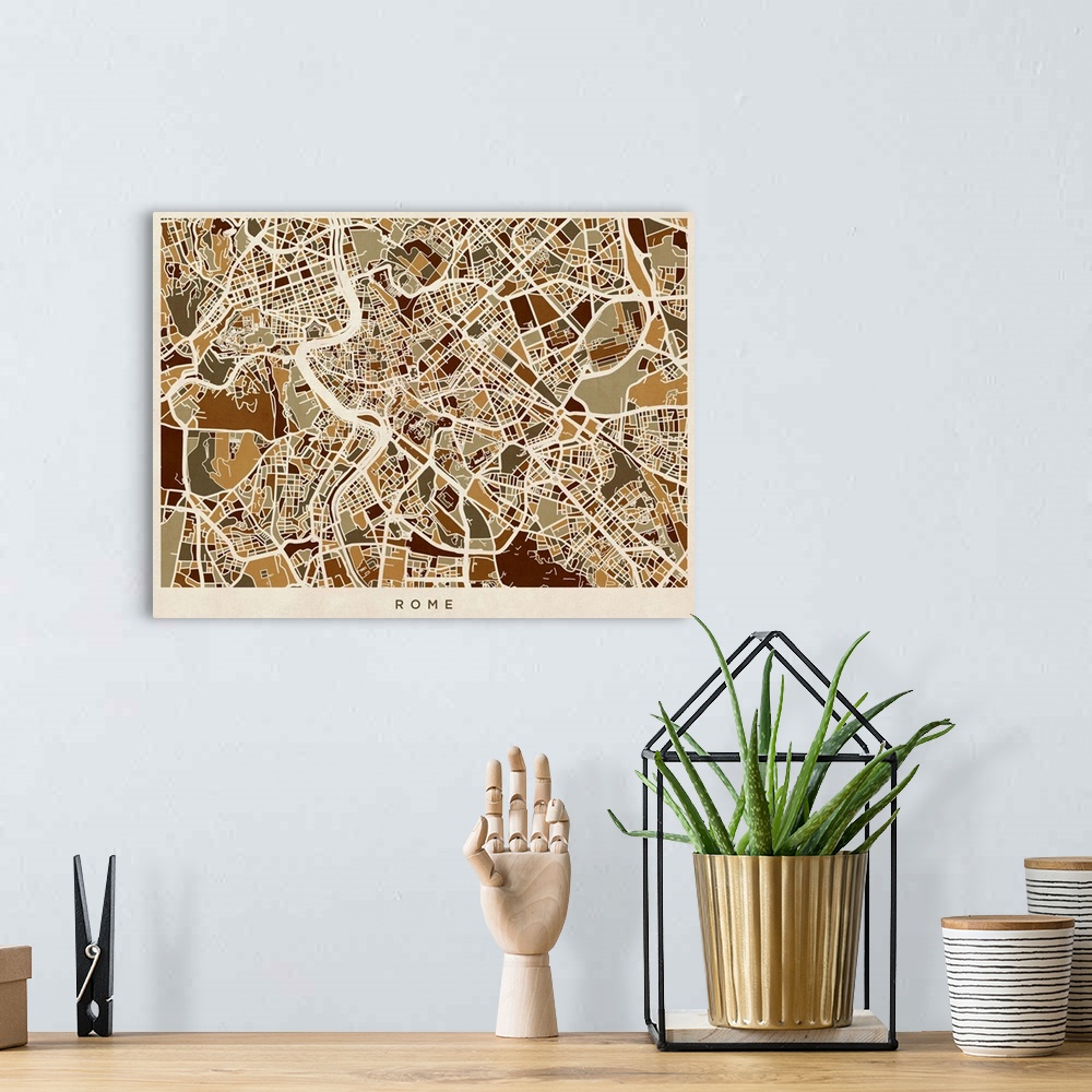 A bohemian room featuring Rome Italy Street Map