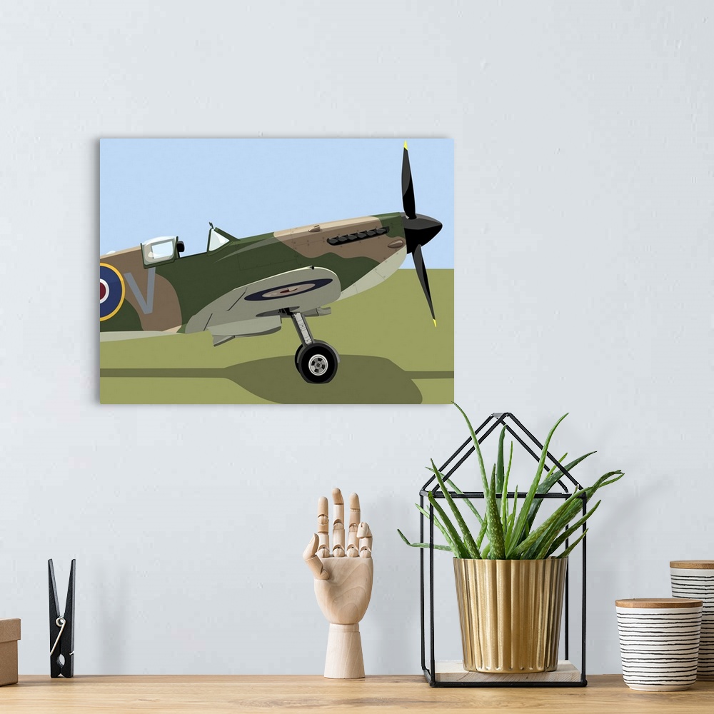 A bohemian room featuring Spitfire WWII (WW2, World War 2) Fighter Aircraft, one of the many airplanes that protected the s...