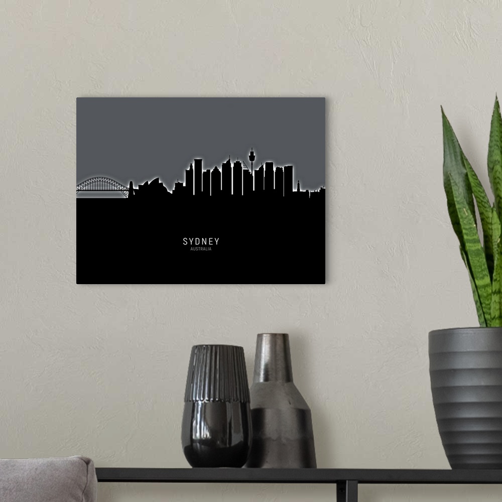 A modern room featuring Skyline of Sydney, Australia.