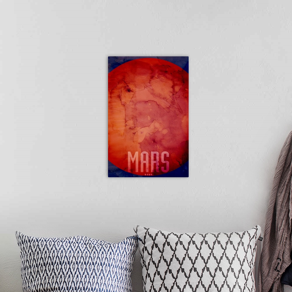 A bohemian room featuring The Planet Mars, number 4 in a set of 9 prints featuring the planets of our Solar System. Mars is...